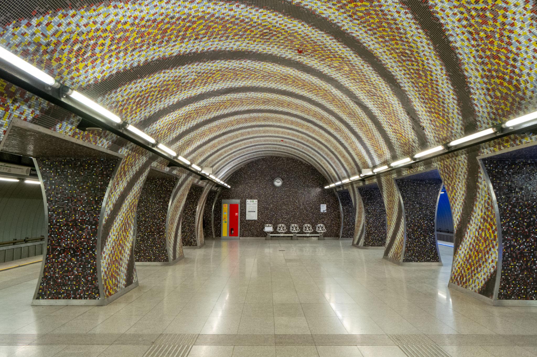 Budapest 3 day itinerary underground station interior with mosaic tiled design