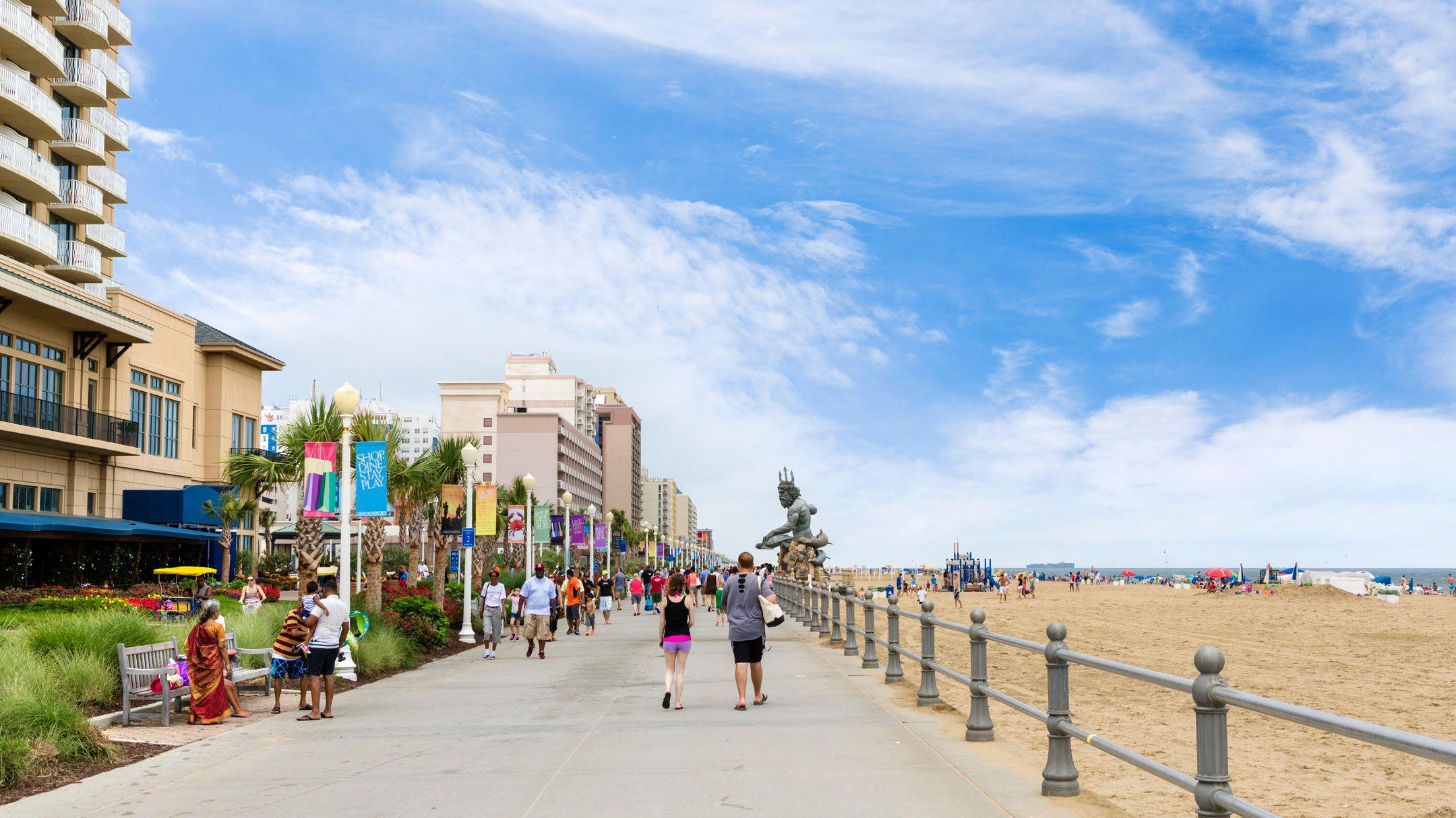 Virginia beach boardwalk and sandy shore for coastal day trips