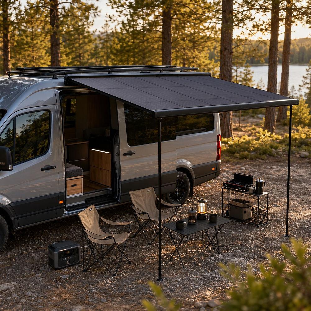 outdoor camper bus setup