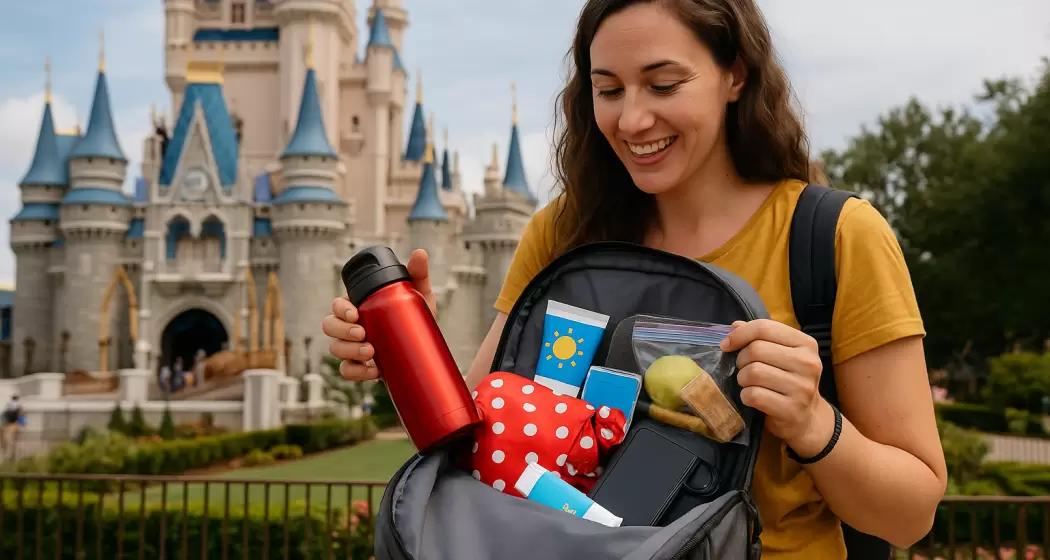 Backpack with Disney park essentials