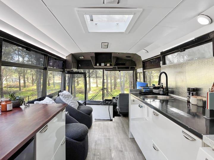 Modern bus conversion living area
