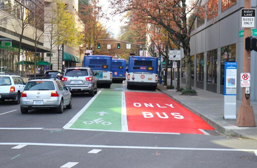 Bus lane reducing city traffic