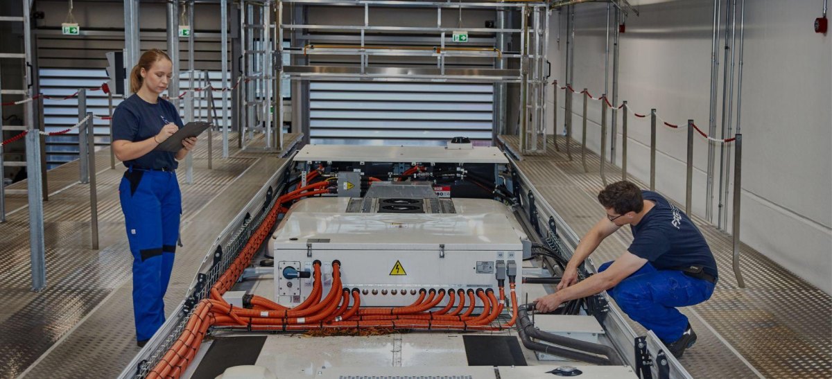 Electric bus maintenance workshop