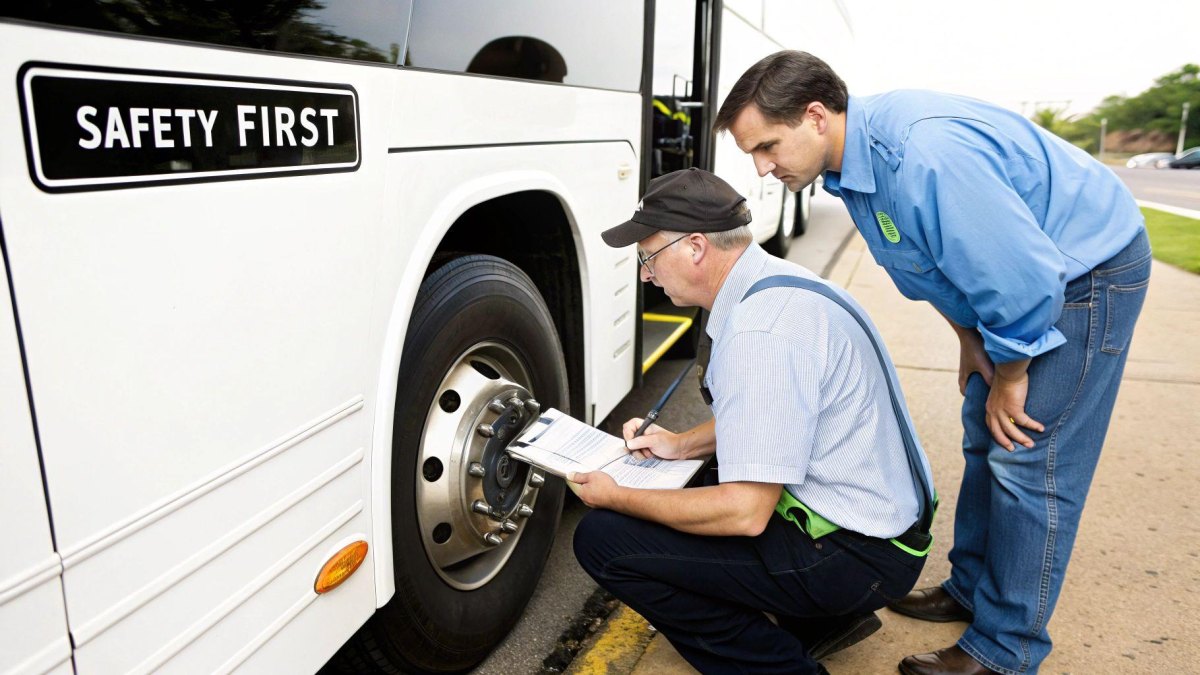 Charter bus driver safety inspection