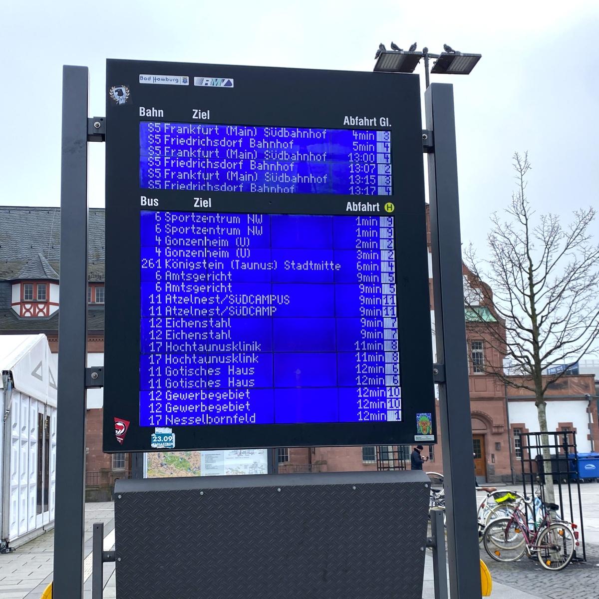 Public transport timetable and bus schedule display