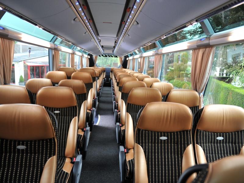 Comfortable coach bus seats by window