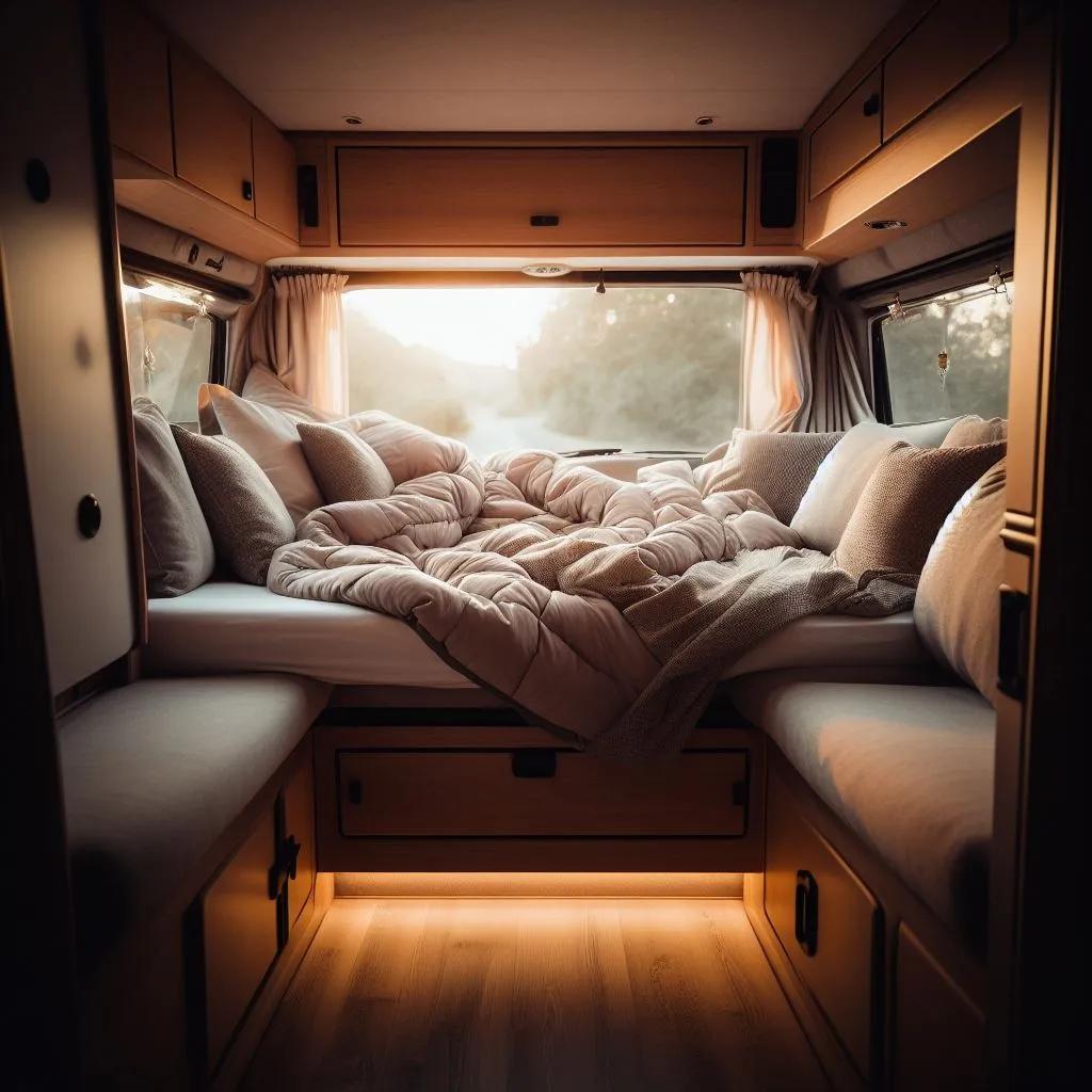 camper bus sleeping area