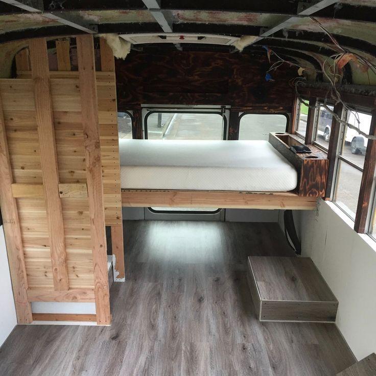 School bus conversion bedroom