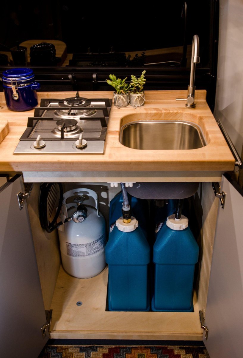 Compact bus conversion kitchen sink
