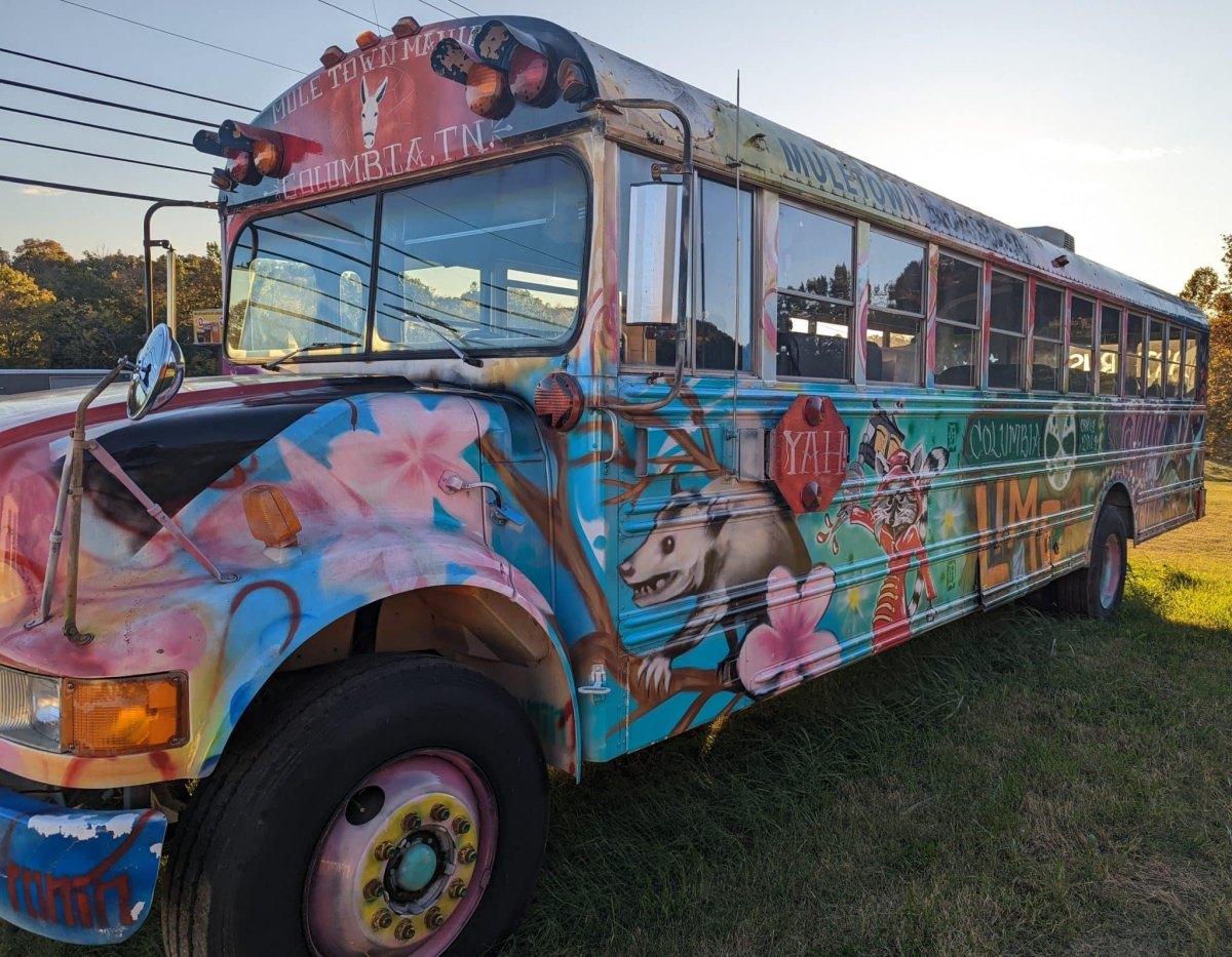 Custom painted bus exterior