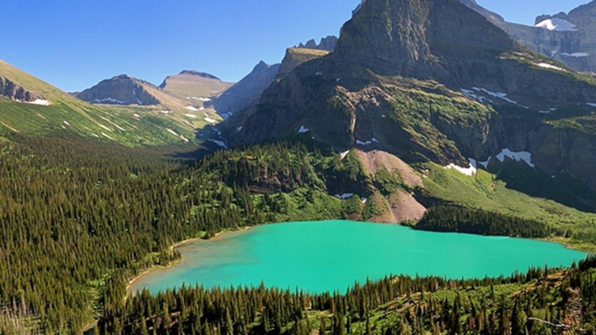 Many Glacier peaks above Swiftcurrent Lake
