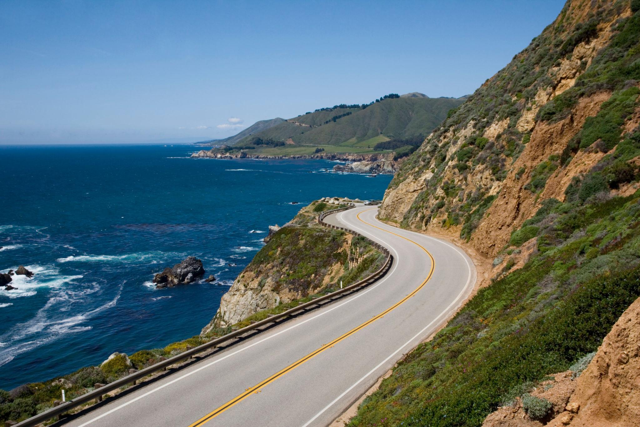 California coastal road beside the Pacific Ocean