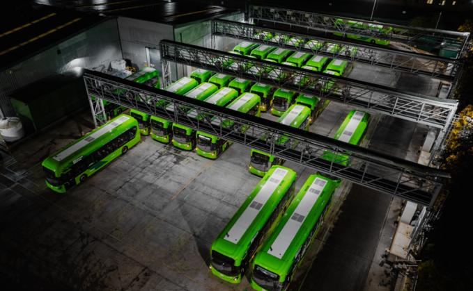 Electric bus fleet depot