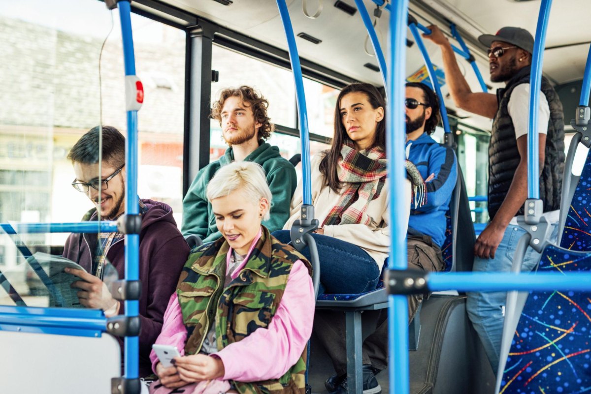 Passengers travelling on modern bus