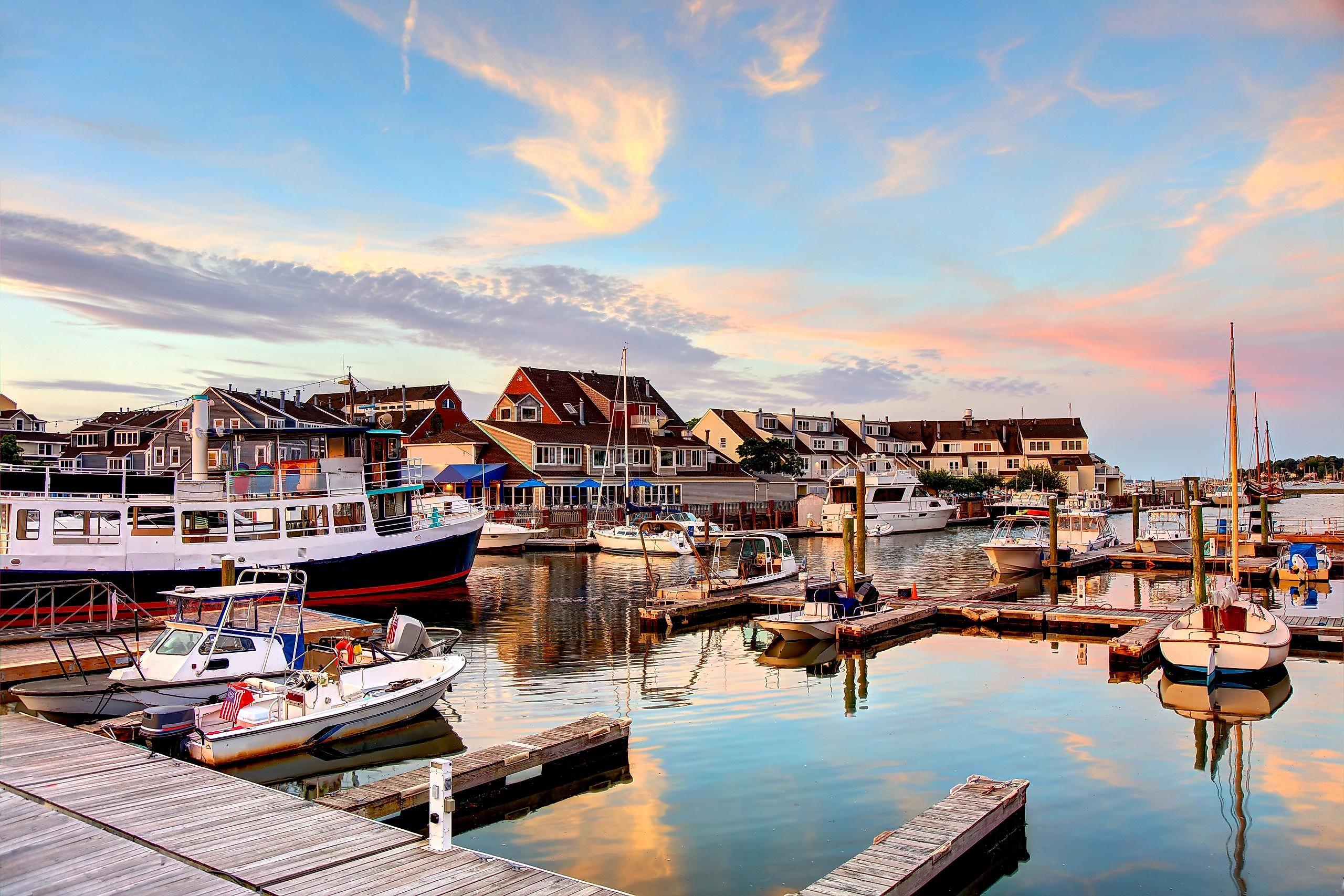 Salem Harbor sunset waterfront view