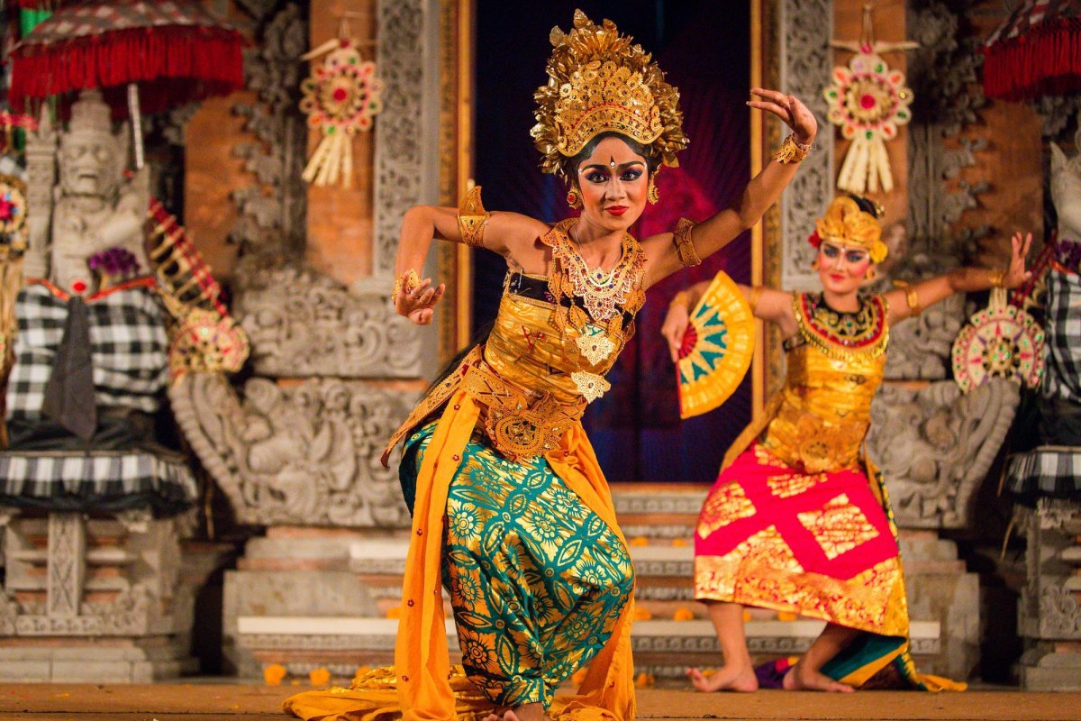 Balinese dancers performing traditional dance