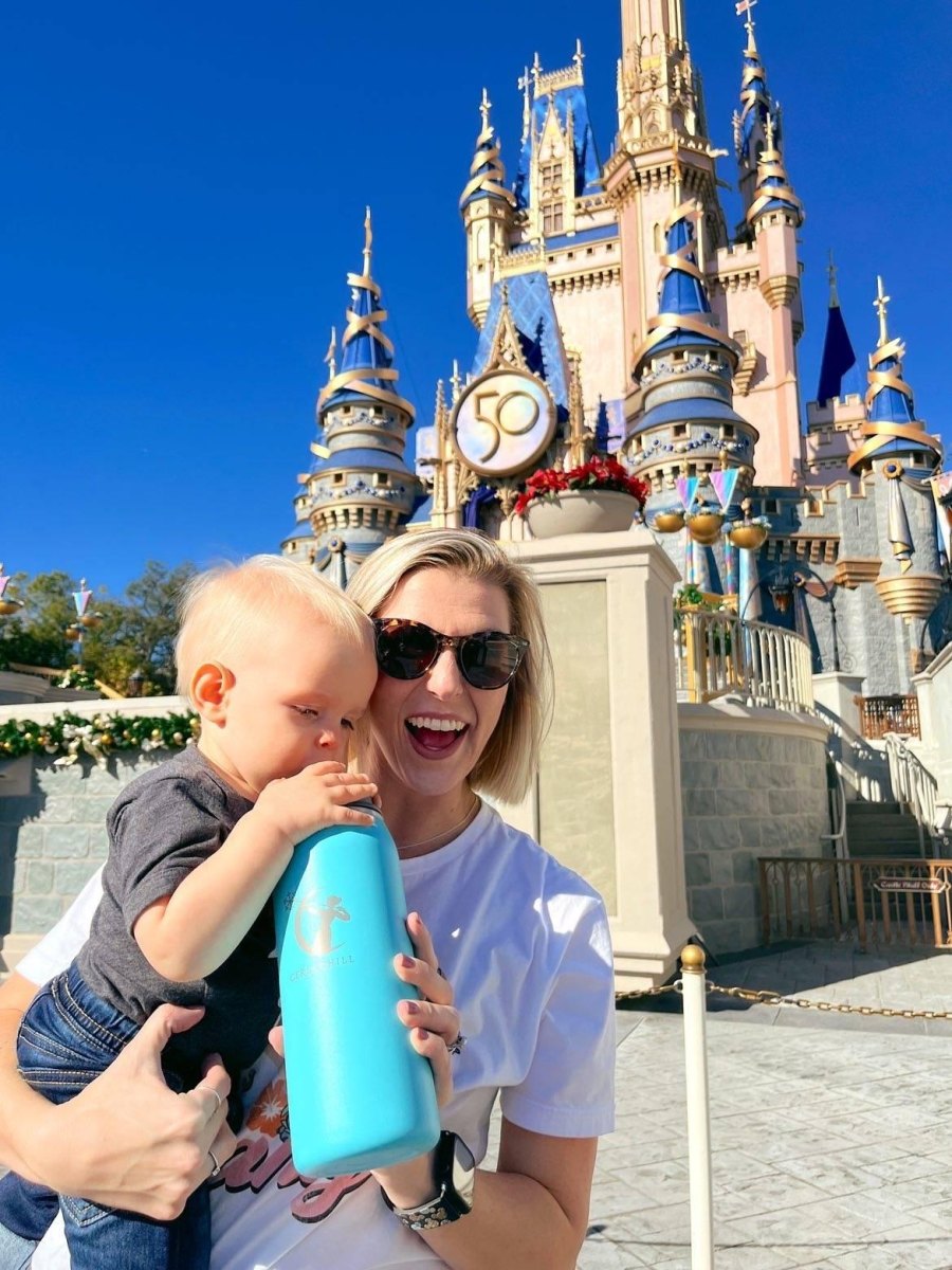 Visitors drinking water at Disney
