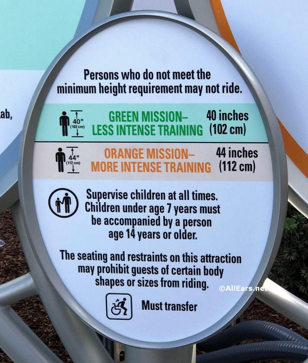Disney ride height requirement sign