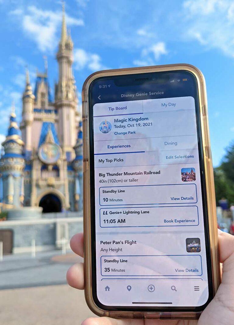 Disney World app on smartphone
