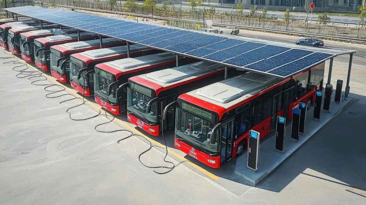 Solar powered bus depot
