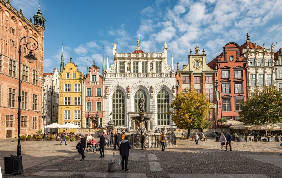 Historic European city square architecture