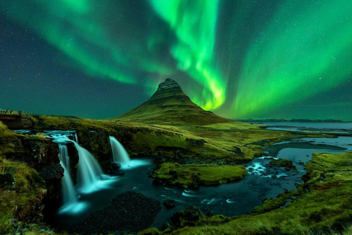 Iceland waterfalls and northern lights