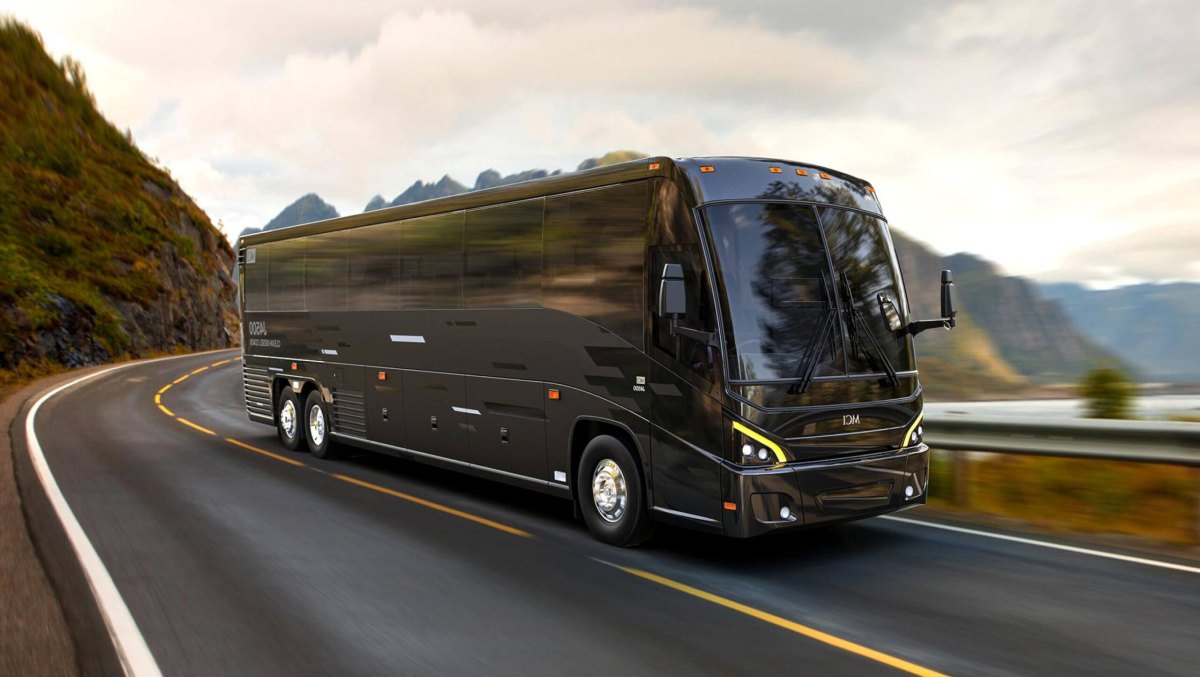 Coach on scenic road