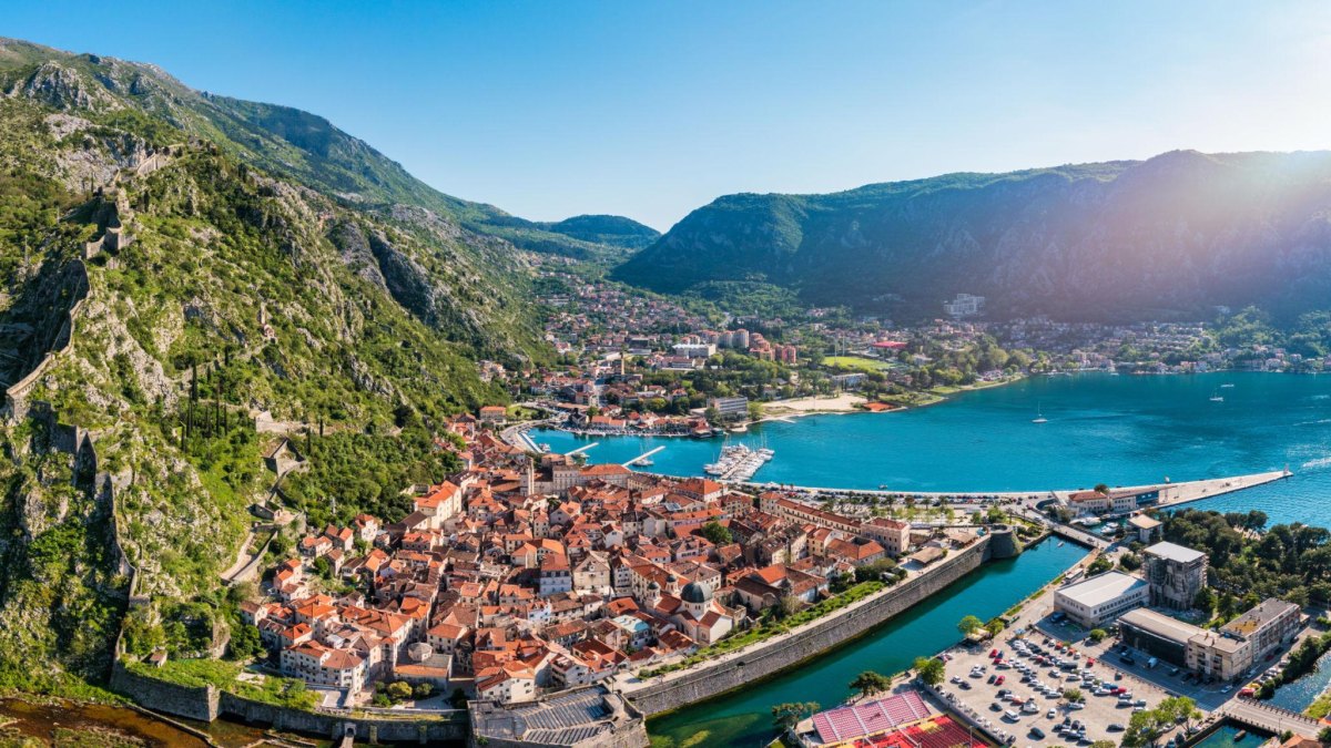 Kotor Bay mountains and old town