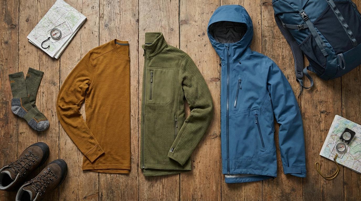 Outdoor clothing layers for a US national park checklist