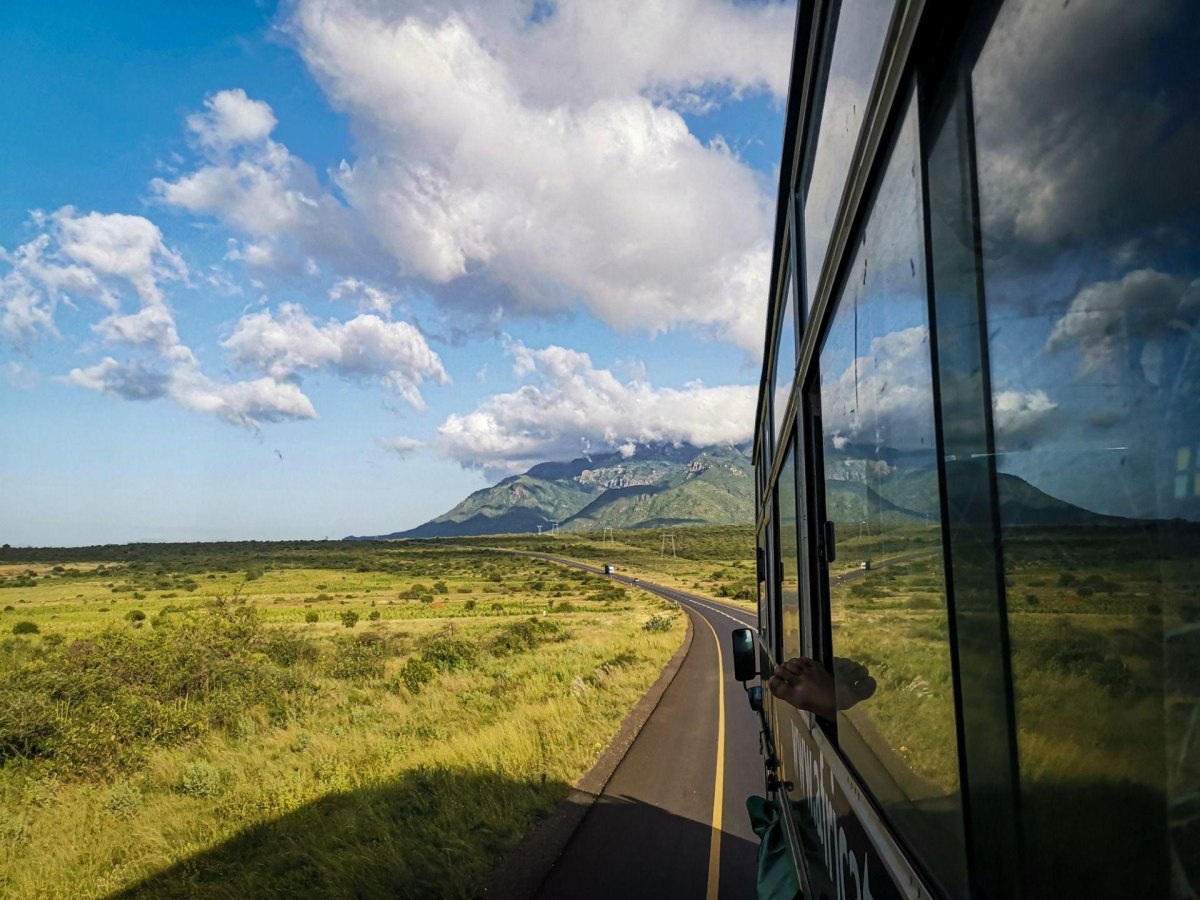 Landscape view from bus window