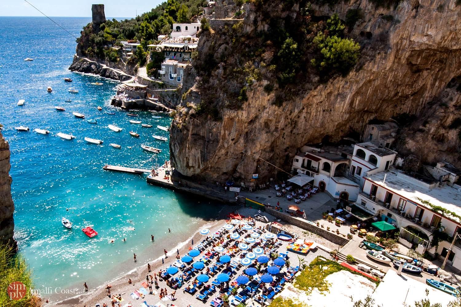 Best beaches Amalfi Coast Marina di Praia style cliffside beach