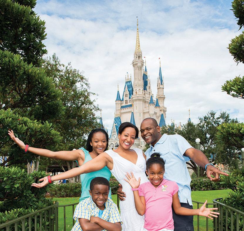 Family photo at Disney castle