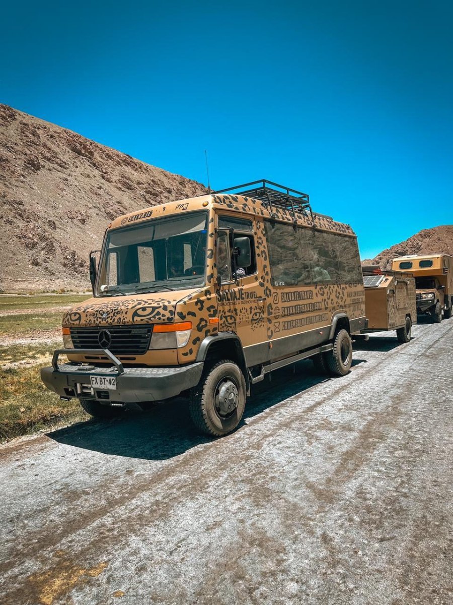 Expedition bus in desert