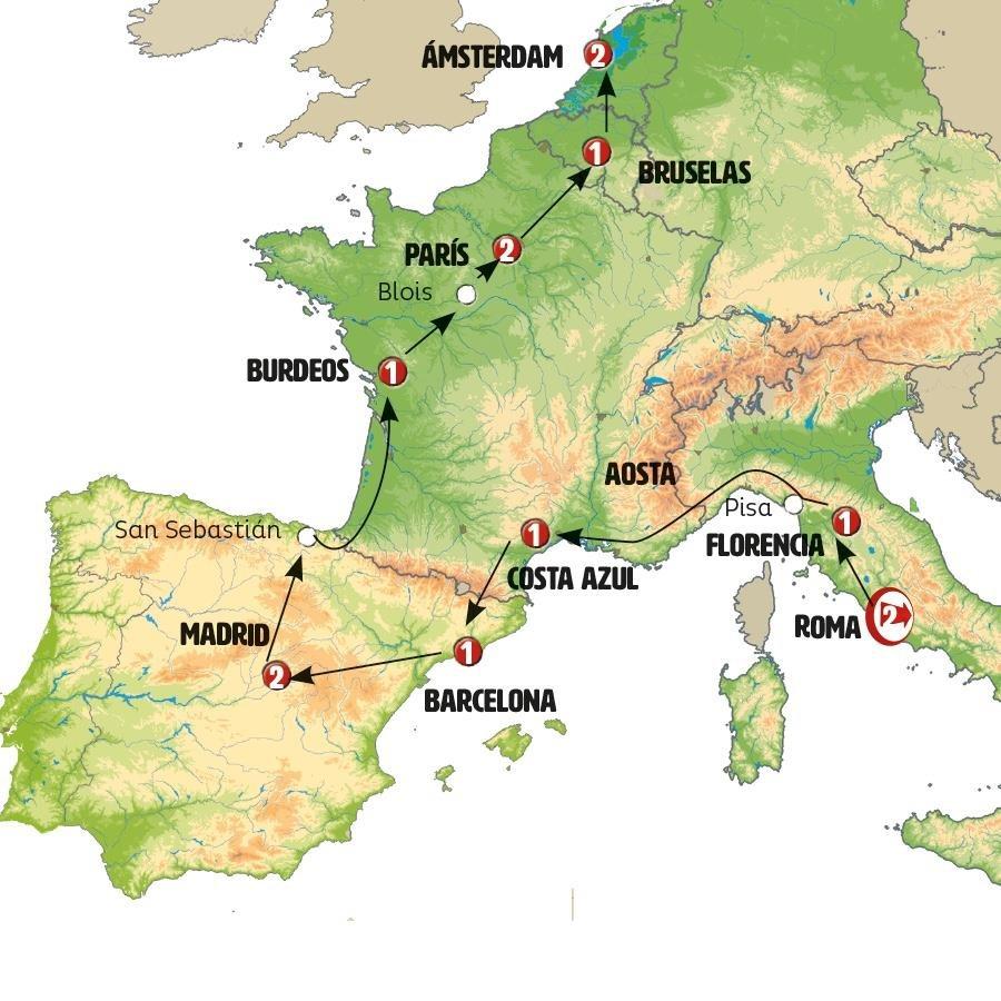 Travel route planning map