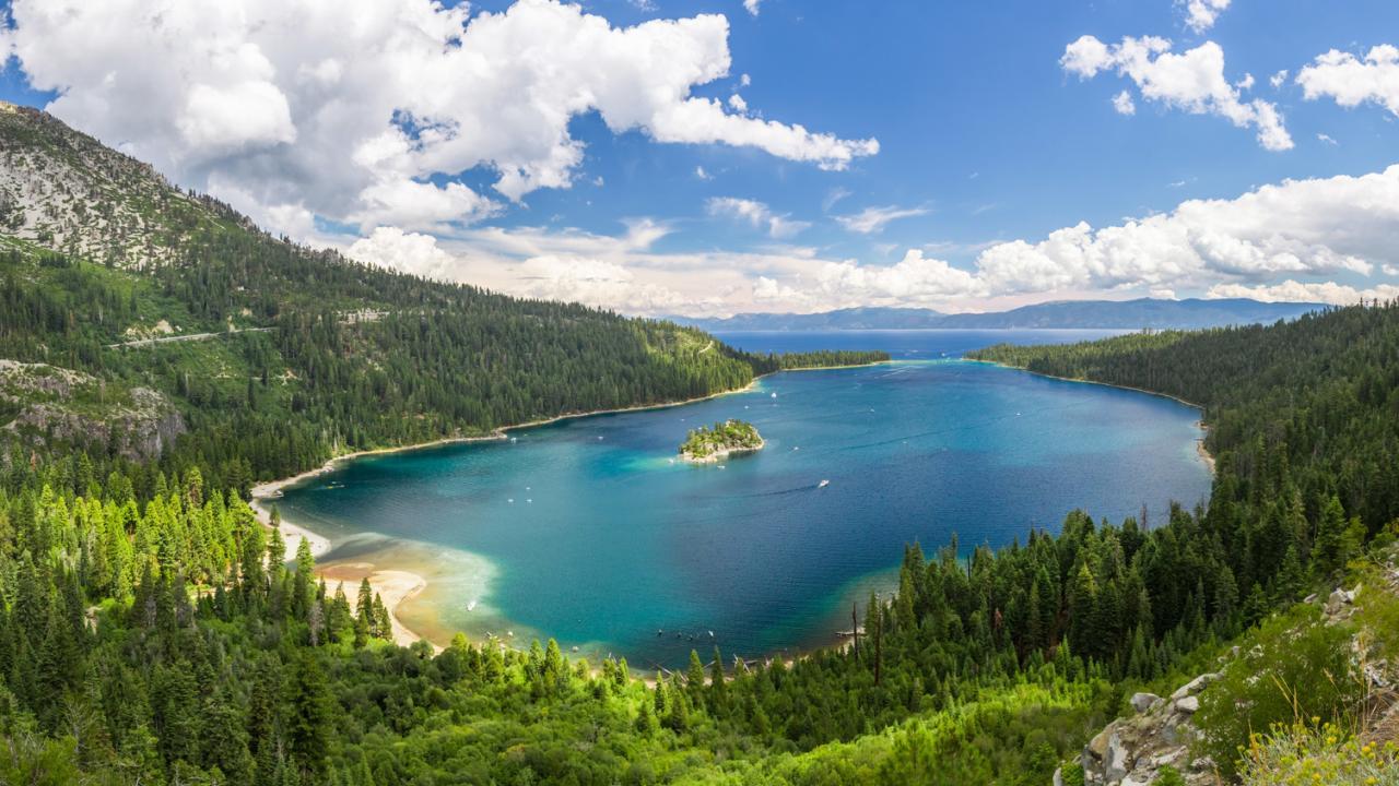 Lake Tahoe mountain lake scenery in California