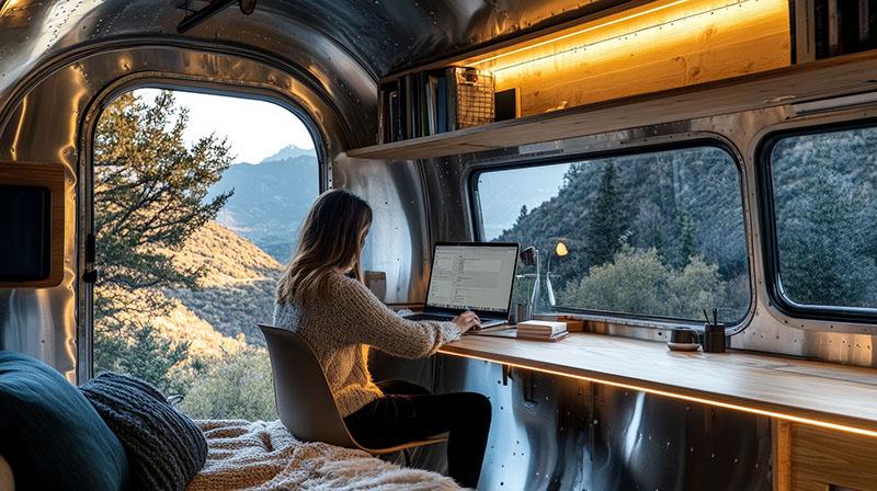 Remote workspace inside converted bus