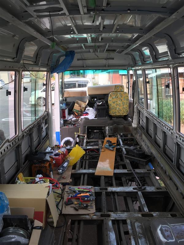 stripped bus interior shell