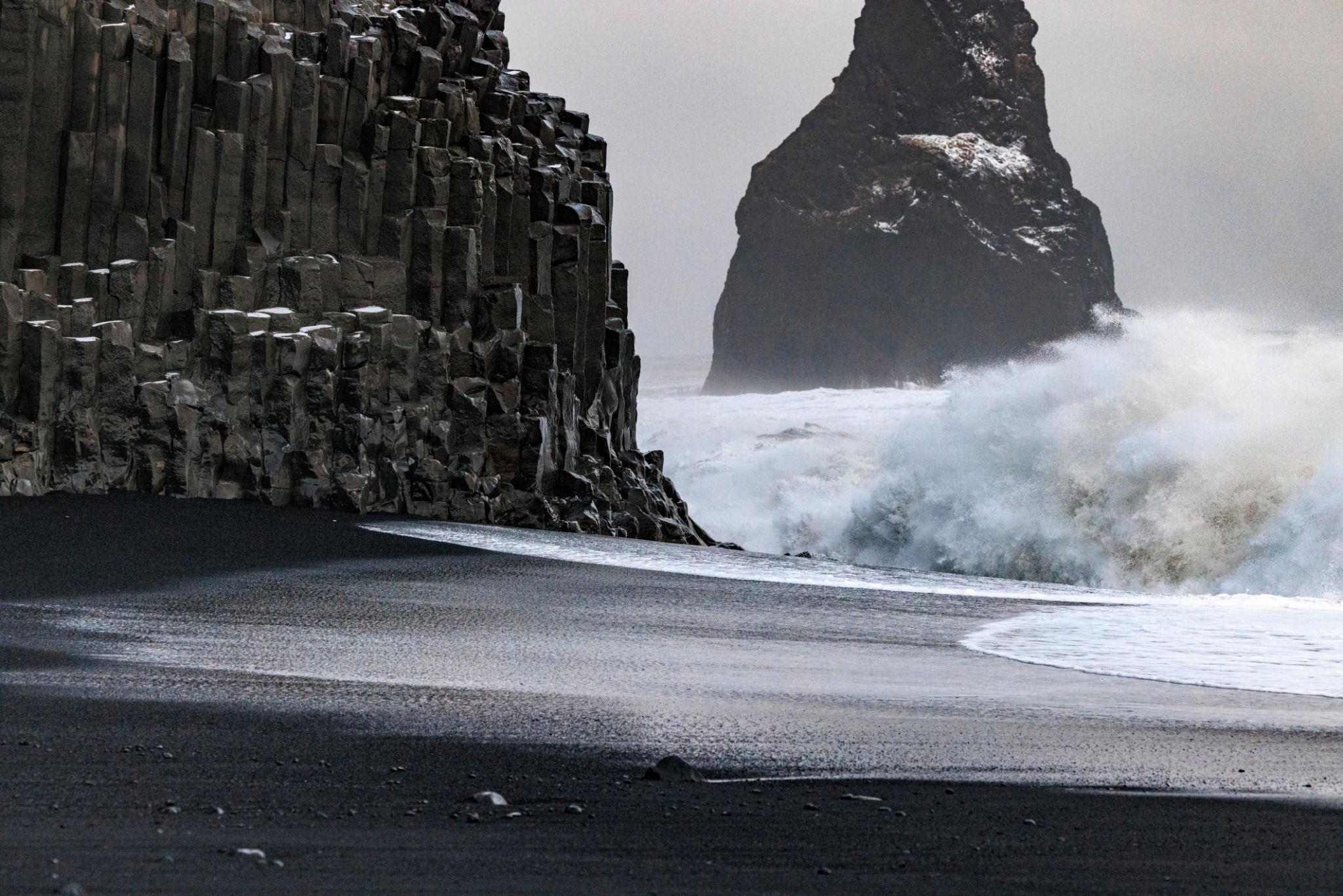 Reynisfjara black sand beach basalt columns