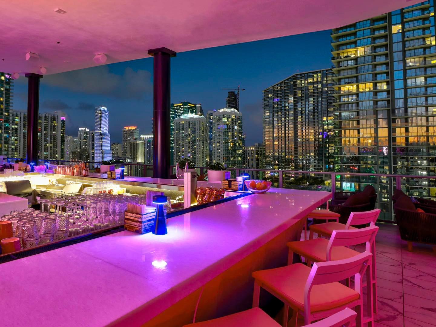 Rosa Sky rooftop cocktails overlooking Miami