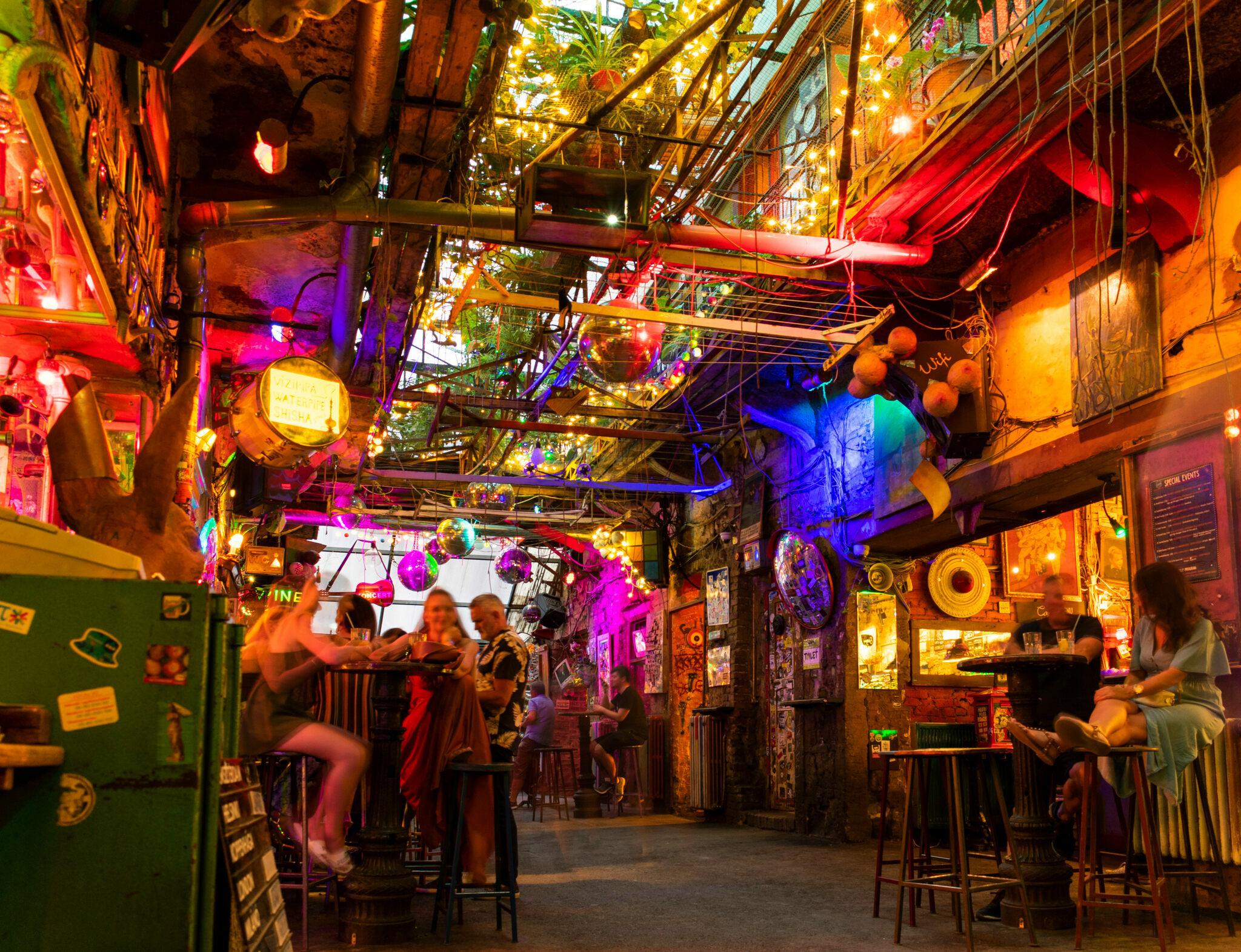 Budapest 3 day itinerary ruin bar interior showing colourful creative nightlife atmosphere
