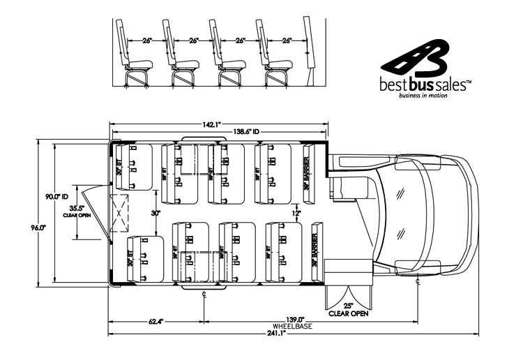 School bus interior with rows of seats