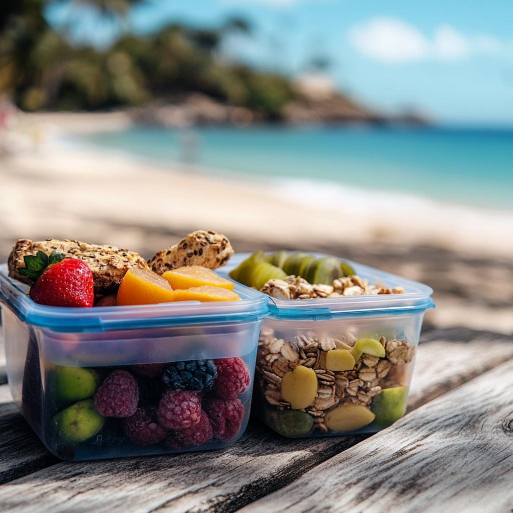 Healthy travel snacks packed