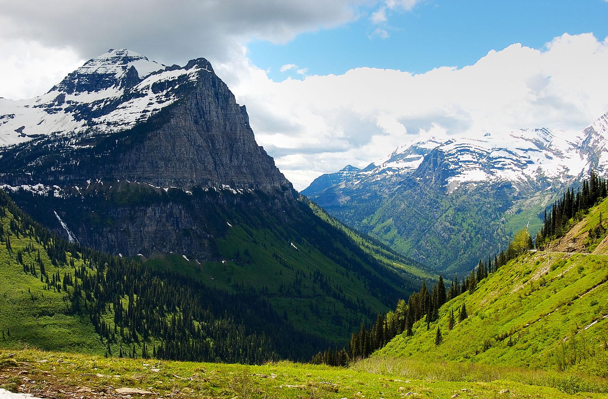 Snow-covered mountains during a winter Glacier National Park visit