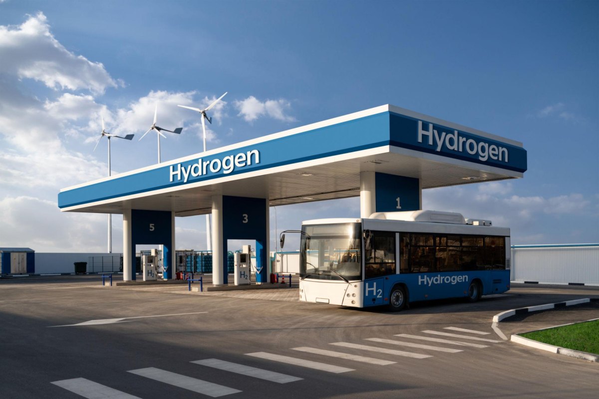 Hydrogen bus at energy station