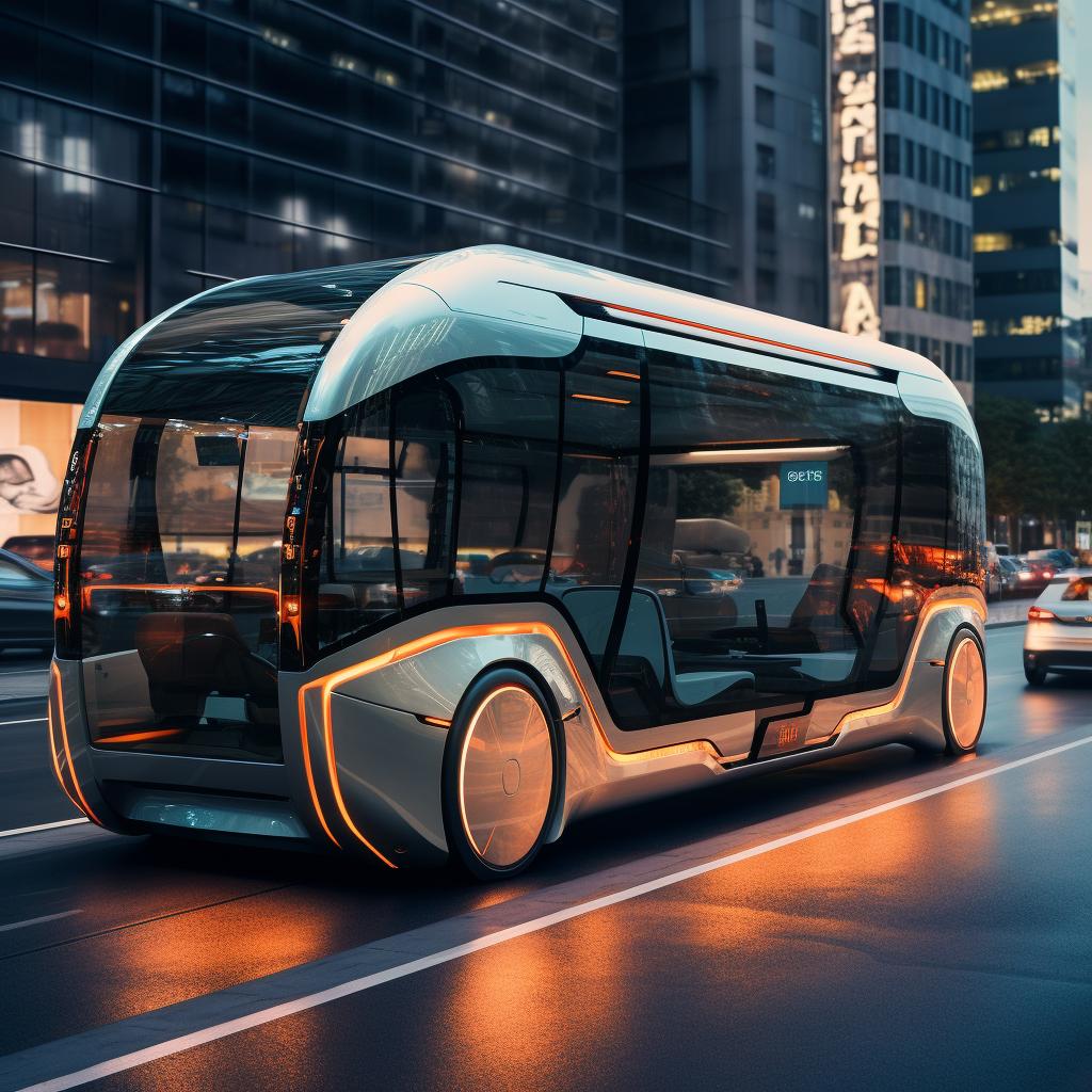 Future electric bus in city