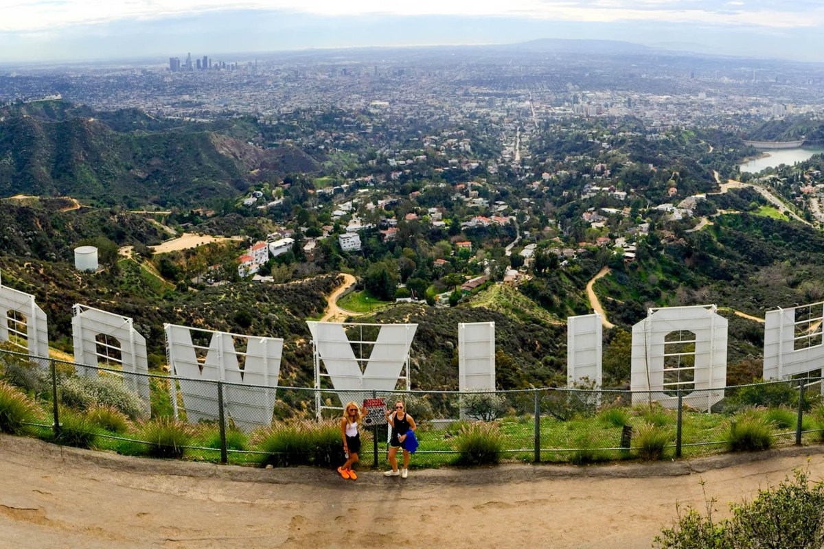 Hollywood Sign above Los Angeles hills