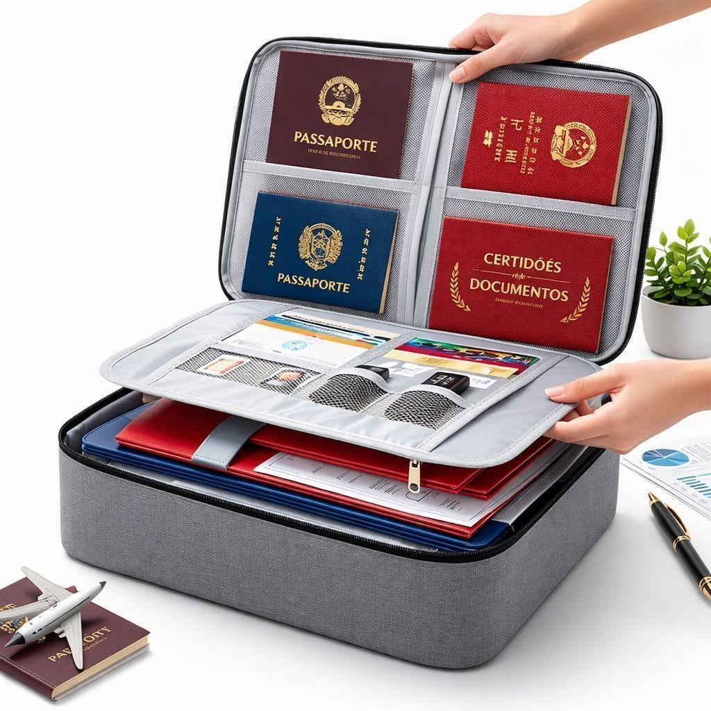 Travel document organizer folder