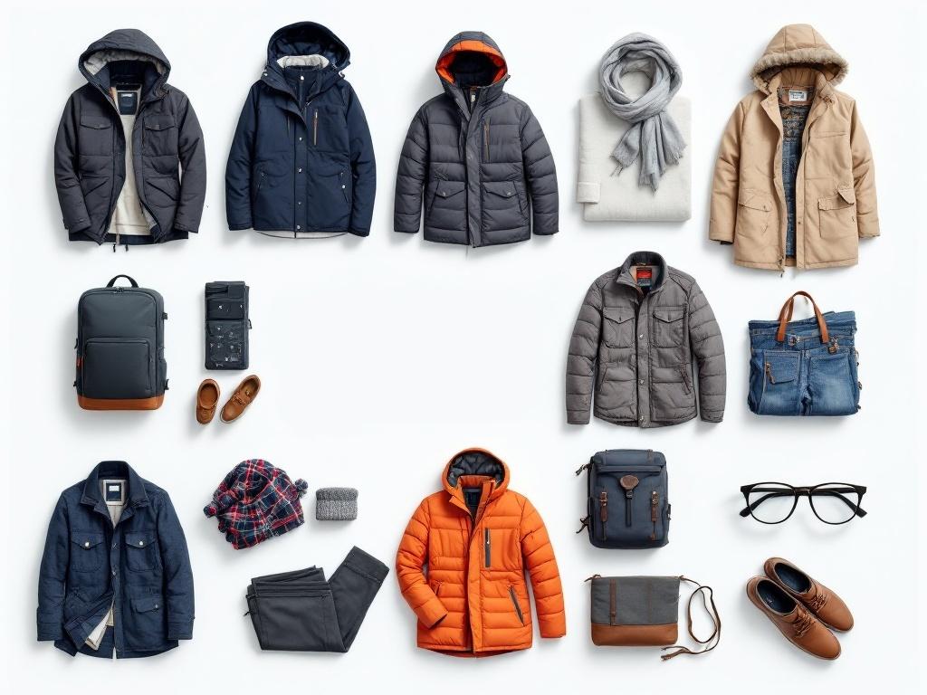 Cold weather layers and jackets for a 5-4-3-2-1 packing method trip