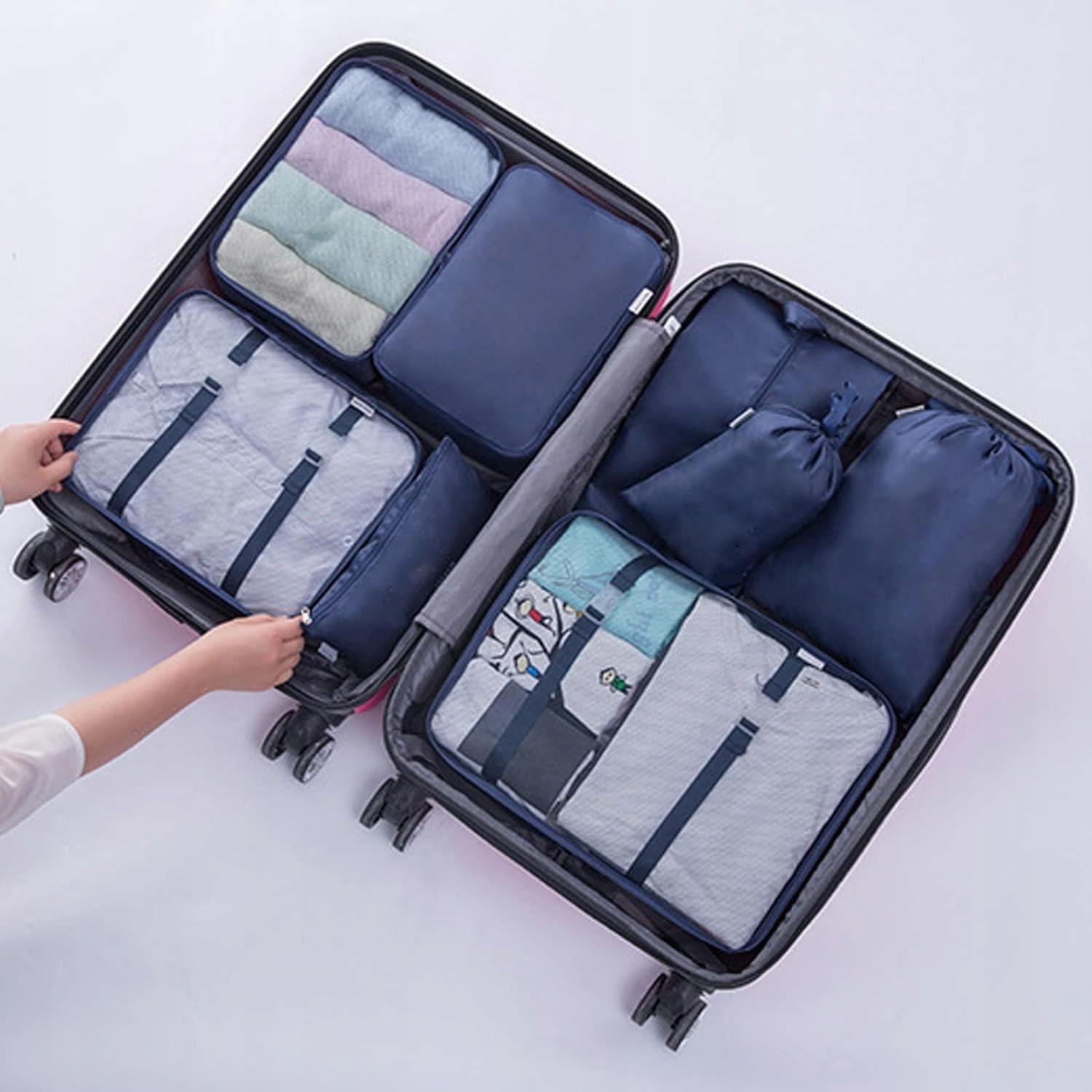 Packed suitcase with compartments for organised travel storage