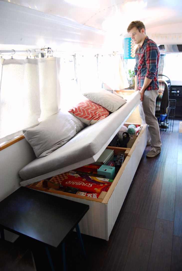 Bus camper storage organization